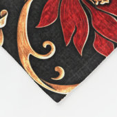 Regal Red Lotus & Golden Filigree Pattern Fleecedecke (Ecke)