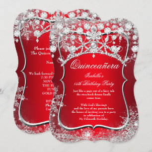 Regal Red Quinceañera 15. Winter Wonderland Einladung
