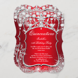 Regal Red Quinceanera 15. Winter Wonderland Einladung