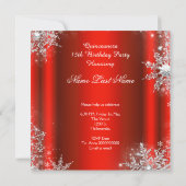 Regal Red Quinceanera Silver Tiara 15. Geburtstag Einladung (Rückseite)