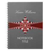 Regal Red Ribbon Silver Notebook Notizblock (Vorderseite)