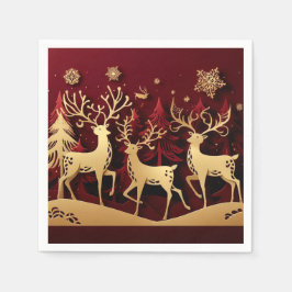 Regal Reindeer Ensemble – Paper-Cut Forest Serviette
