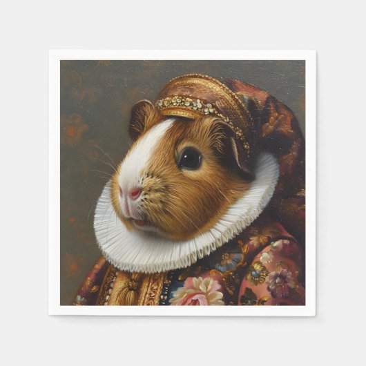Regal Renaissance Guinea Pig Portrait Serviette (Vorderseite)