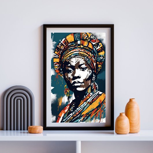 Regal Resolve - Afrocentric Bold Portrait Art Prin Poster