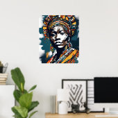 Regal Resolve - Afrocentric Bold Portrait Art Prin Poster (Heimbüro)