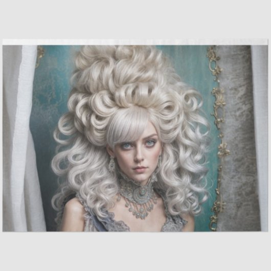 Regal Rokoko Lady Decoupage | Vintages Französisch Seidenpapier (Vorderseite)