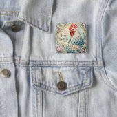 Regal Rooster Geburtstagsflor Button (Beispiel)