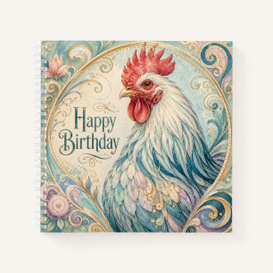 Regal Rooster Geburtstagsflor Notizblock