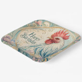 Regal Rooster Geburtstagsflor Pappteller (Gewinkelt)
