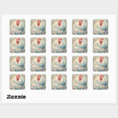 Regal Rooster Geburtstagsflor Quadratischer Aufkleber (Blatt)