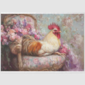 Regal Rooster Pink Romantische Blüten Dekoupage Seidenpapier (Vorderseite)