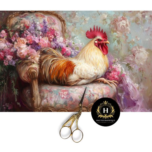 Regal Rooster Pink Romantische Blüten Dekoupage Seidenpapier
