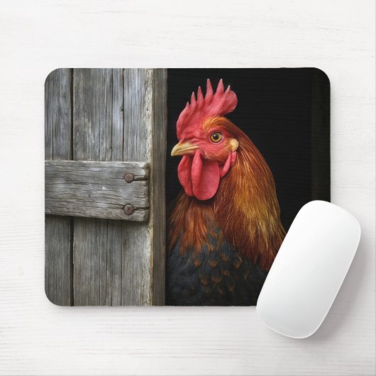Regal Rooster pinkelt um Barntür herum Mousepad (Mit Mouse)