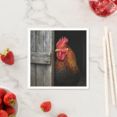 Regal Rooster pinkelt um Barntür herum Serviette (Beispiel)
