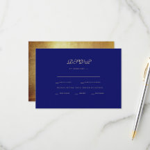 Regal Royal Blue & Gold Ethnic Wedding RSVP