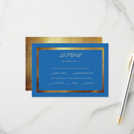 Regal Royal Blue & Gold Ethnic Wedding RSVP Karte