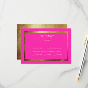Regal Royal Pink & Gold Ethnic Wedding RSVP Karte