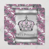 Regal Royal Pink Princess Baby Dusche Einladung (Vorne/Hinten)