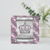 Regal Royal Pink Princess Baby Dusche Einladung (Stehend Vorderseite)