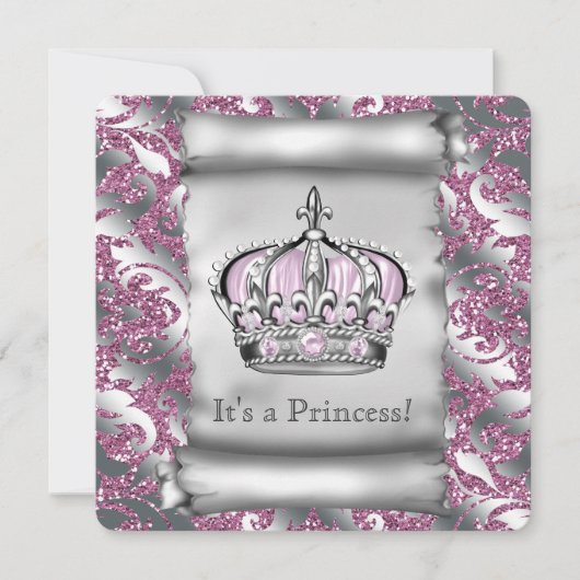 Regal Royal Pink Princess Baby Dusche Einladung (Vorderseite)