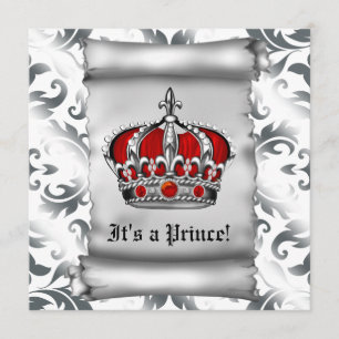 Regal Royal Red Prince Baby Shower Einladung