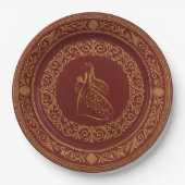 Regal Ruby & Gold Scroll Plate Pappteller (Vorderseite)
