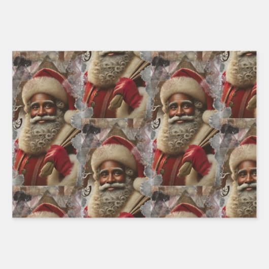 Regal Santa mit Rentier Geschenkpapier Set (Vorderseite 2)