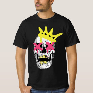 Regal-Schädel: Rosa X-augige gekrönte Kunst T-Shirt