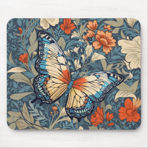 Regal Schmetterling inmitten von William Morris Fl Mousepad