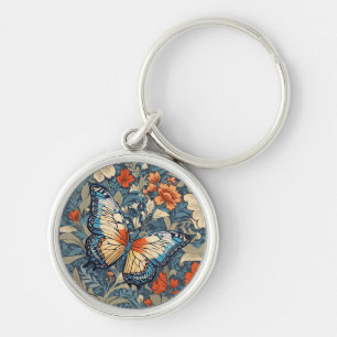Regal Schmetterling inmitten von William Morris Fl Schlüsselanhänger