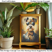 Regal Schnauzer Dog & Golden Crown EJ3 Decoupage Seidenpapier