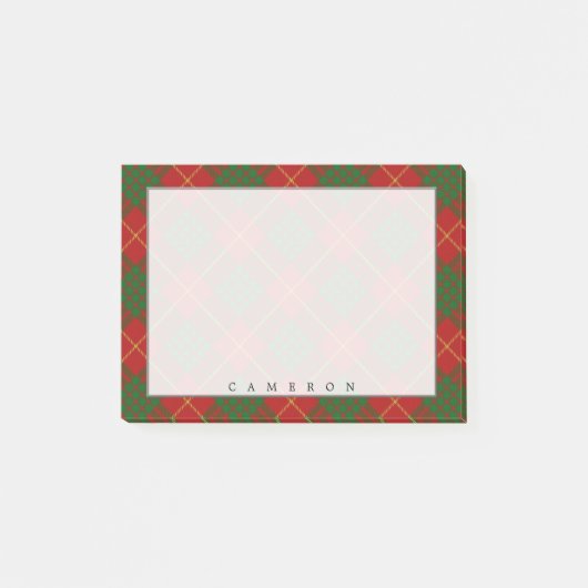 Regal Scottish Clan Cameron Tartan Post-it Klebezettel (Vorderseite)