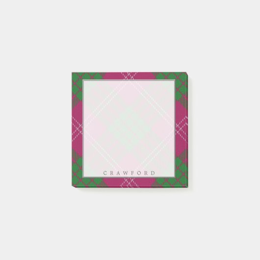 Regal Scottish Clan Crawford Tartan Post-it Klebezettel (Vorderseite)