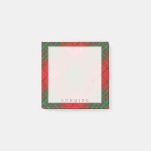 Regal Scottish Clan Cumming Red und Green Tartan Post-it Klebezettel