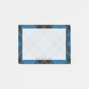 Regal Scottish Clan Ramsay Blue und Black Tartan Post-it Klebezettel