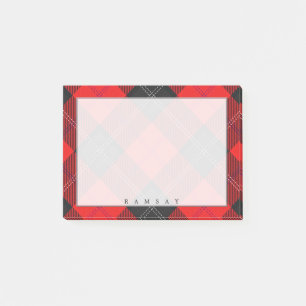 Regal Scottish Clan Ramsay Red and Black Tartan Post-it Klebezettel