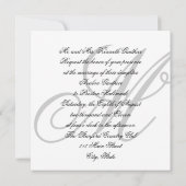 Regal Silver Monogram Damask Hochzeit Einladung (Rückseite)