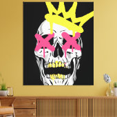 Regal Skull: Rosa, X-Mit Augen Kunst Leinwanddruck (Insitu (Wohnzimmer))