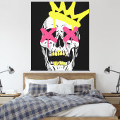 Regal Skull: Rosa, X-Mit Augen Kunst Leinwanddruck (Insitu (Schlafzimmer))