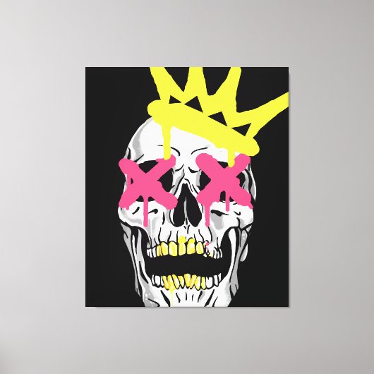 Regal Skull: Rosa, X-Mit Augen Kunst Leinwanddruck (Vorderseite)