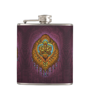 Regal Spirit Lion   Verziertes Stammes Mandala Roa Flachmann