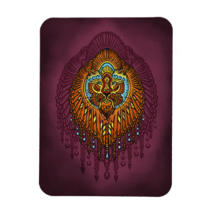 Regal Spirit Lion Verziertes Stammes Mandala Roa Magnet