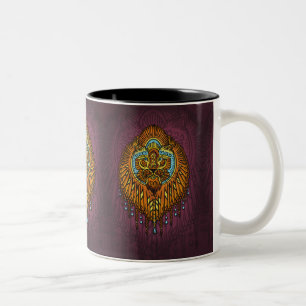 Regal Spirit Lion   Verziertes Stammes Mandala Roa Zweifarbige Tasse