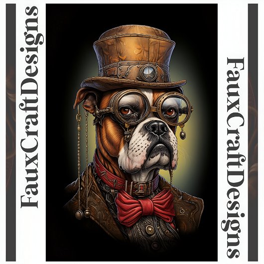 Regal Steampunk Boxer Dog Decoupage Right 117 Seidenpapier