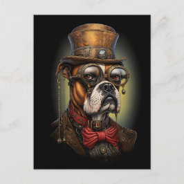 Regal Steampunk Boxer Hund in Hat Goggles Krawatte Postkarte
