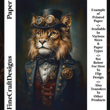 Regal Steampunk Lion Portrait CH9 Scrapbook Paper