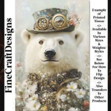 Regal Steampunk Polar Bear, Floral CB1 Decoupage