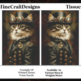 Regal Steampunk Tabby Cat Portrait DV2B Decoupage Seidenpapier