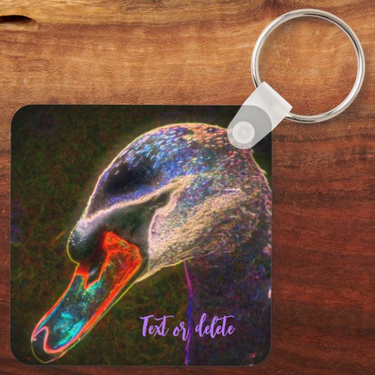 Regal Swan Abstrakt Art Personalisiert Schlüsselanhänger (Rückseite)