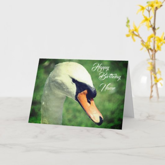 Regal Swan Nature Personalisiert Geburtstag Karte (Gelbe Blume)